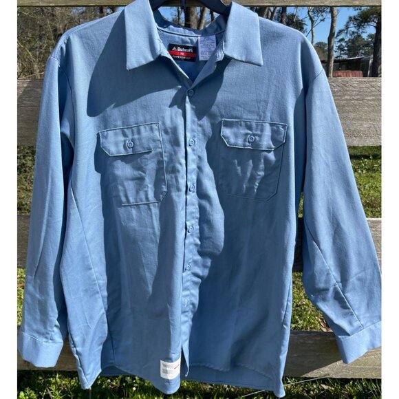 Bulwark Mens Size XL FR Blue Long-Sleeve Work Shirt With Dual Chest Pockets Cert - Picture 1 of 8
